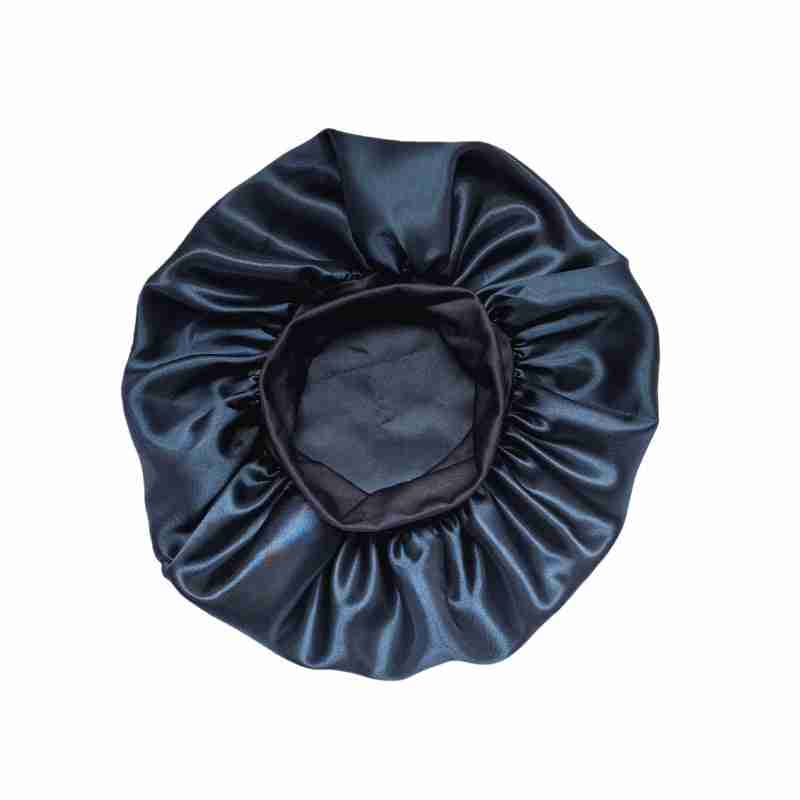 Elastic satin sleep cap with wide brim