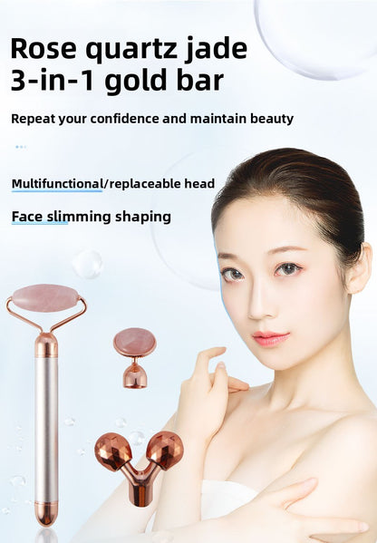 Natural jade 3D roller gold vibration massage stick