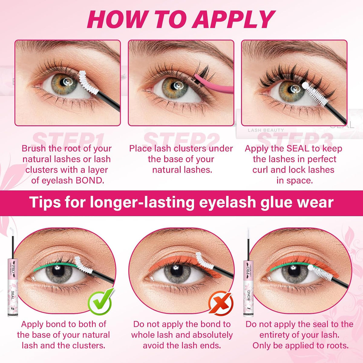 PROLASHBEAUTY Lash Cluster Glue 2-3S Fast Drying Clear Lash Bond and Seal