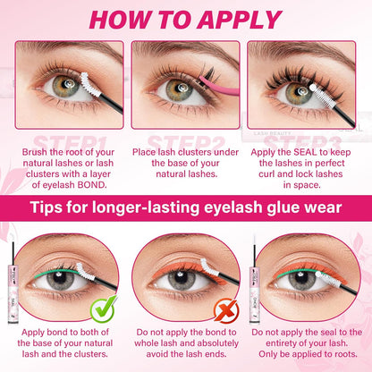 PROLASHBEAUTY Lash Cluster Glue 2-3S Fast Drying Clear Lash Bond and Seal