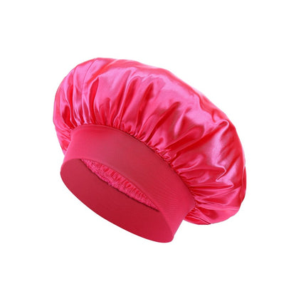 Elastic Satin Sleep Cap with Wide Brim
