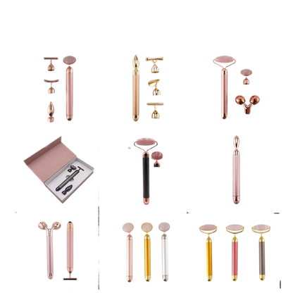 Natural Jade 3D Roller Gold Vibration Massage Stick
