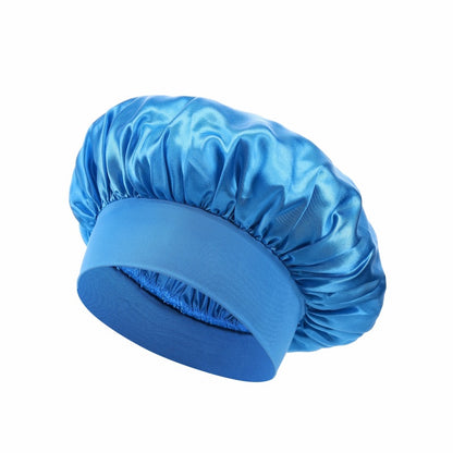 Elastic Satin Sleep Cap with Wide Brim