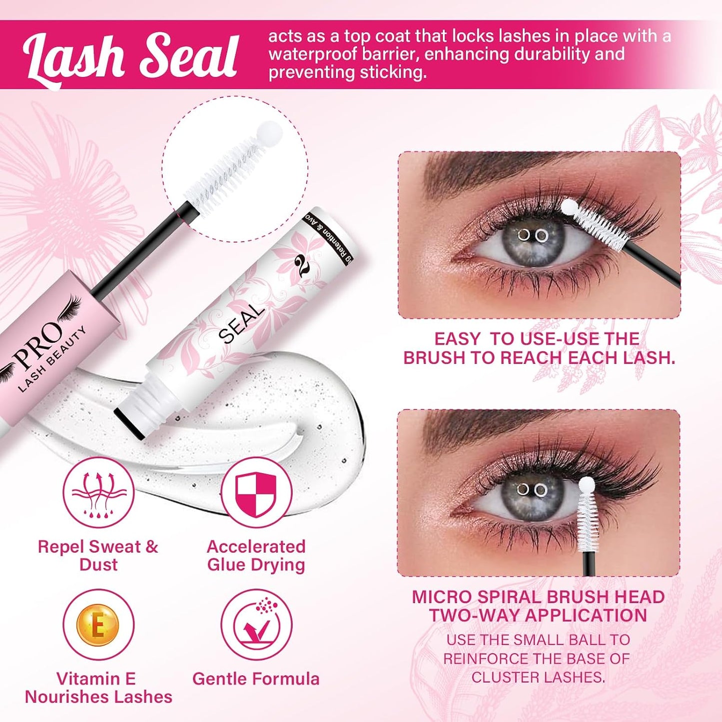 PROLASHBEAUTY Lash Cluster Glue 2-3S Fast Drying Clear Lash Bond and Seal