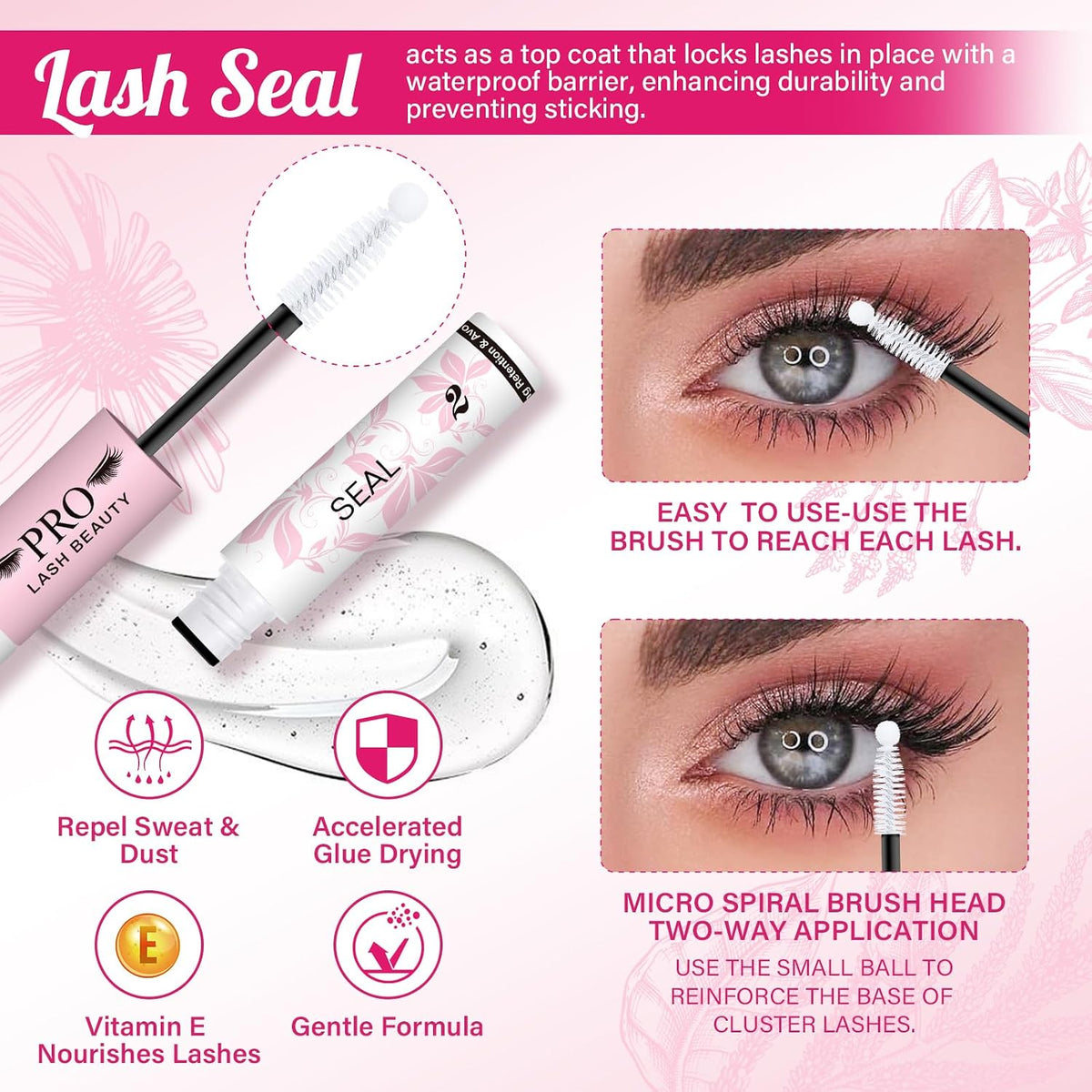 PROLASHBEAUTY Lash Cluster Glue 2-3S Fast Drying Clear Lash Bond and Seal